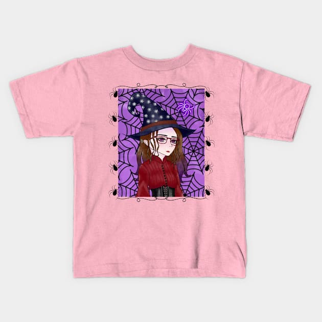 Modern Witch with Vintage Flair Kids T-Shirt by AranisuDrawings